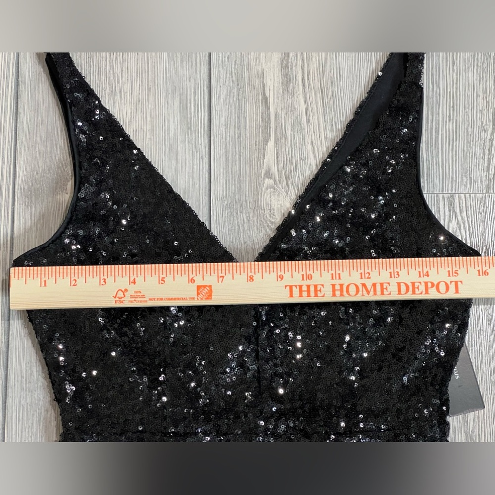 Lulus Black Sequin Bodycon Dress Size Small LBD Mini - Picture 8 of 9